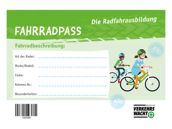 Fahrradpass Kartenformat Radfahrausbildung Pruefung Lernkontrolle Grundschule A7